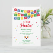 Mexicaans Fiesta Thema Eerste Verjaardag Uitnodigi Kaart (Staand voorkant)