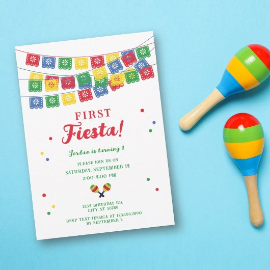 Mexicaans Fiesta Thema Eerste Verjaardag Uitnodigi Kaart