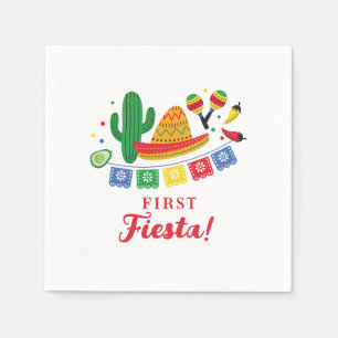 Mexicaans Fiesta Thema Eerste Verjaardag Uitnodigi Servet