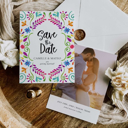 Mexicaans Fiesta-thema Save the Date met foto Kaart