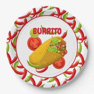 Mexicaans Fiesta Voedsel Burrito Feest Papieren Bo Bordje