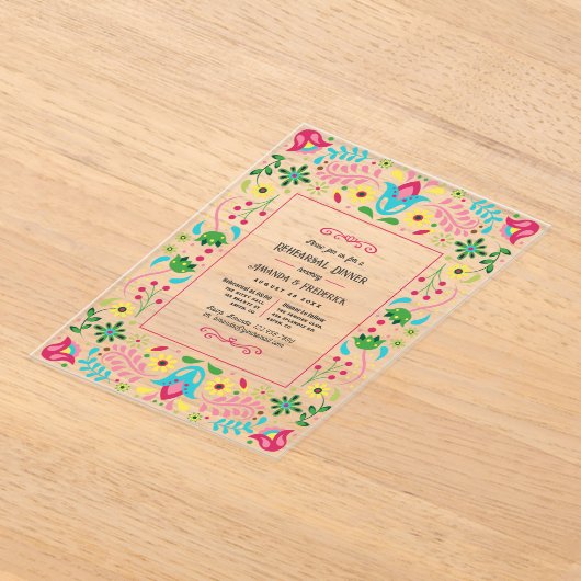 Mexicaans Fiesta Volkskunst Proefavondmaal Acryl Uitnodigingen (Laagn)