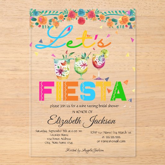 Mexicaans Fiesta Vrijgezellenfeest Acryl Uitnodigingen (Voorkant)