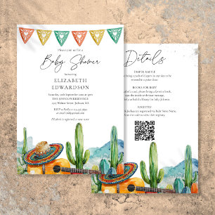 Mexicaans Fiesta Watercolor All In One Baby Shower Kaart