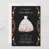 Mexicaans Fiesta White Floral Princess Quinceanera Kaart (Voorkant)