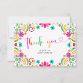 Mexicaans Floral Fiesta Baby shower Hartelijk dank Bedankkaart (Voorkant)