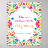 Mexicaans Floral Fiesta Baby shower Welkomstteken Poster (Voorkant)