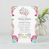 Mexicaans Floral Fiesta Virtual Baby shower Kaart (Staand voorkant)