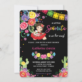Mexicaans Floral Little Senorita Girl Baby shower  Kaart