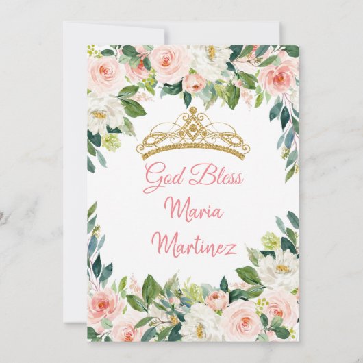 Mexicaans Floral Roos Gold Princess Quinceanera Kaart (Achterkant)