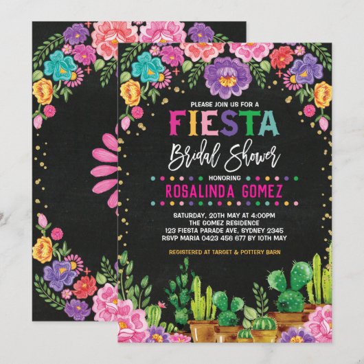 Mexicaans Floral Vrijgezellenfeest Fiesta Flowers Kaart (Voorkant / Achterkant)