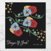 Mexicaans floreel groen Faux Gold Wijn Etiket (Enkel label)