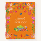 Mexicaans floreel kunstwerk Naam Recipe Book Keuke Notitieboek (Voorkant)