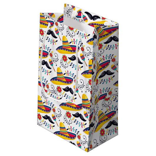 Mexicaans Folk Art Pattern Sombreros, Mustaches Klein Cadeauzakje (Achterkant Gekanteld)