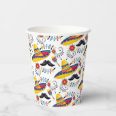 Mexicaans Folk Art Pattern Sombreros, Mustaches Papieren Bekers (Achterkant)