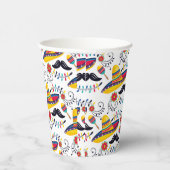 Mexicaans Folk Art Pattern Sombreros, Mustaches Papieren Bekers (Rechts)