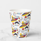 Mexicaans Folk Art Pattern Sombreros, Mustaches Papieren Bekers (Voorkant)