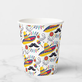 Mexicaans Folk Art Pattern Sombreros, Mustaches Papieren Bekers