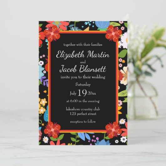 Mexicaans Folk Art Wedding Kaart (Staand voorkant)