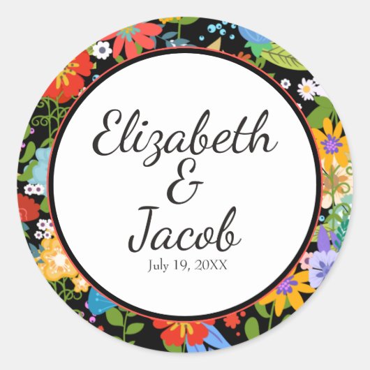 Mexicaans Folk Art Wedding Ronde Sticker (Voorkant)