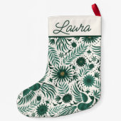 Mexicaans Folklore Pattern Script Name Green White Kleine Kerstsok (Achterkant)