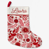 Mexicaans Folklore Pattern Script Name Red en Whit Kleine Kerstsok (Voorkant)