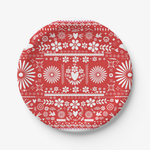Mexicaans gehakt rood & wit papier bruiloft huweli papieren bordje