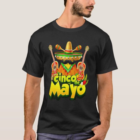 Mexicaans genoom Cinco de Mayo Serape Poncho Manne T-shirt (Voorkant)