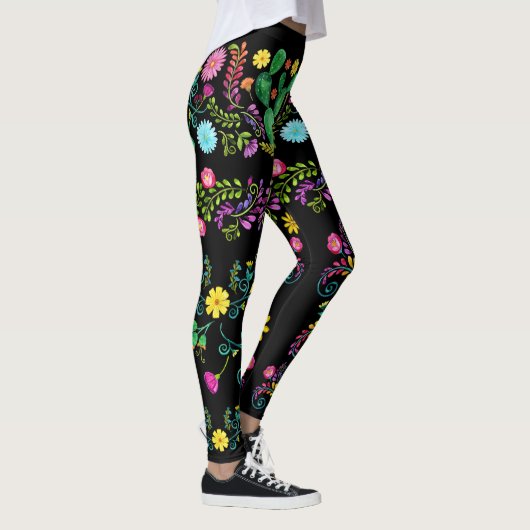 Mexicaans geschilderd Waterverf bloemen Pop Leggin Leggings (Rechts)