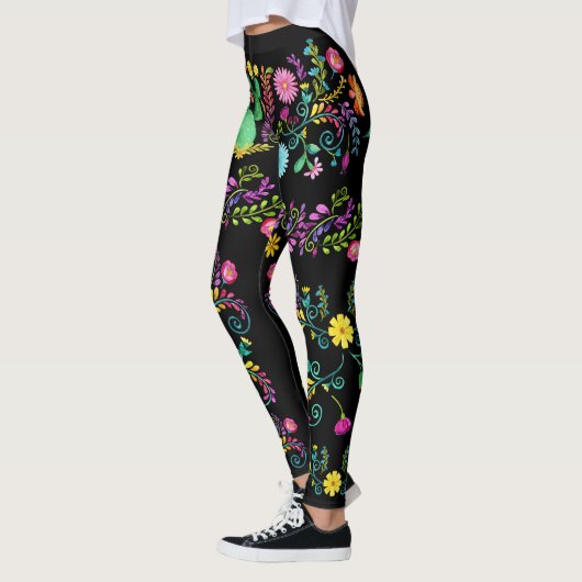 Mexicaans geschilderd Waterverf bloemen Pop Leggin Leggings (Links)