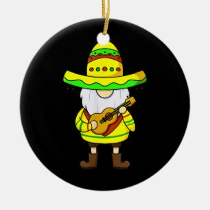 Mexicaans gnome Cinco de Mayo Sombrero Guitar gnom Keramisch Ornament