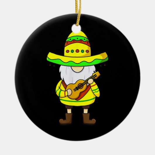 Mexicaans gnome Cinco de Mayo Sombrero Guitar gnom Keramisch Ornament (Voorkant)