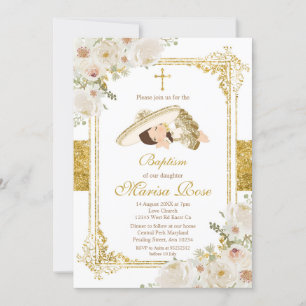 Mexicaans Gold Fiesta Girl Baptism Christening Kaart