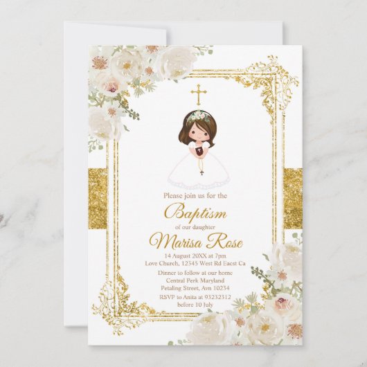 Mexicaans Gold Fiesta Girl Baptism Christening Kaart (Voorkant)