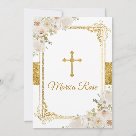 Mexicaans Gold Fiesta Girl Baptism Christening Kaart (Achterkant)