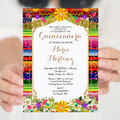 Mexicaans Gold Floral Quinceañera Uitnodiging