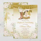 Mexicaans Gold White Floral Baptism Fiesta Birthda Kaart (Voorkant / Achterkant)