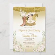 Mexicaans Gold White Floral Baptism Fiesta Birthda