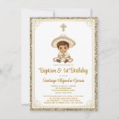 Mexicaans Goud Charro Doop & Verjaardag Uitnodigin Kaart (Voorkant)