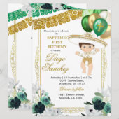 Mexicaans Groen Goud Charro Doop en Verjaardag Kaart (Voorkant / Achterkant)