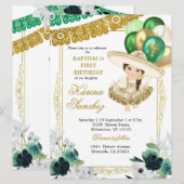 Mexicaans Groen Goud Meisje Doop en Verjaardag Kaart (Voorkant / Achterkant)