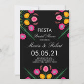 Mexicaans handschrift Floral Black Roze Vrijgezell Kaart (Voorkant)