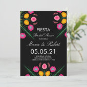 Mexicaans handschrift Floral Black Roze Vrijgezell Kaart (Staand voorkant)