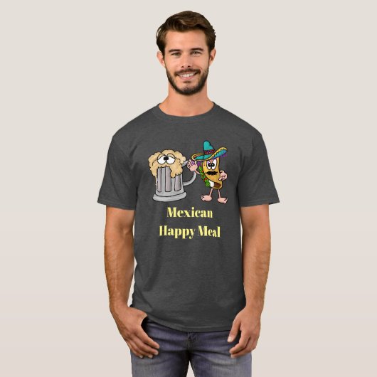 Mexicaans Happy Meal Taco en Bier T-shirt (Voorkant volledig)