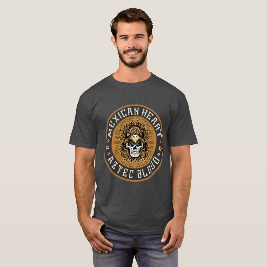 Mexicaans hart, Aztec bloed T-shirt (Voorkant volledig)