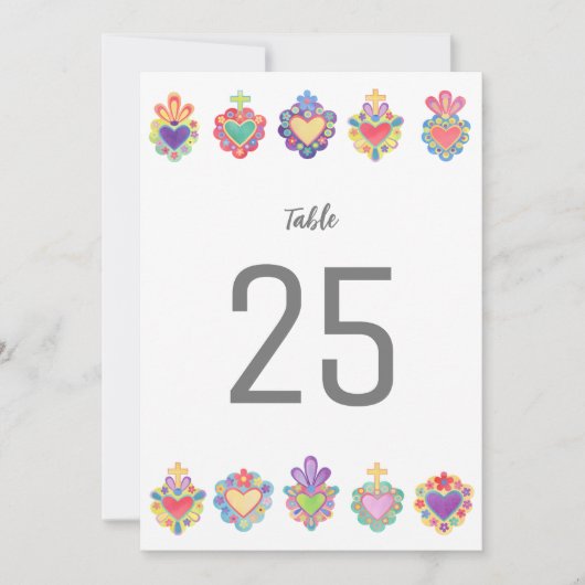 Mexicaans hart, heilig hart tafel nummer aankondiging (Voorkant)