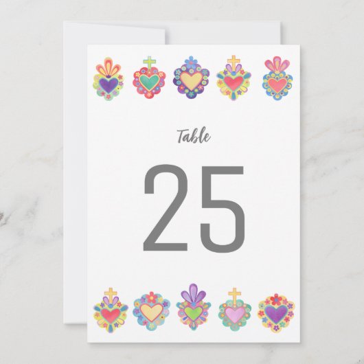 Mexicaans hart, heilig hart tafel nummer aankondiging (Achterkant)