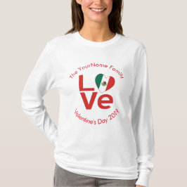 Mexicaans Hart Vlag Valentijnsdag Persoonlijk  T-shirt