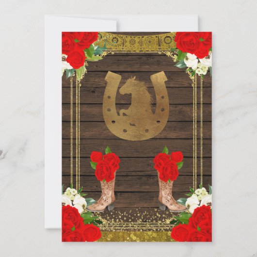 Mexicaans hout, ivoor Charro Mis XV Anos Uitnodigi Kaart (Achterkant)