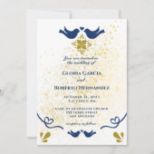 Mexicaans huwelijk met blauwe en gouden Tortelduif Kaart (Voorkant)